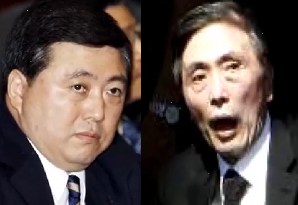 김홍일 전의원(왼쪽)이 의정활동을 할 당시의 모습. 오른쪽 사진은 김대중 전 대통령의 빈소을 찾을 때의 모습으로 당시 그는 말도 어눌하고 거동이 어려워 휠체어 신세를 져 이 관경을 지켜분 주위를 안타깝게 했다.