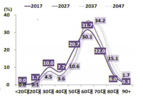 부부가구 연령별 구성비 2017-2047/표=통계청제공