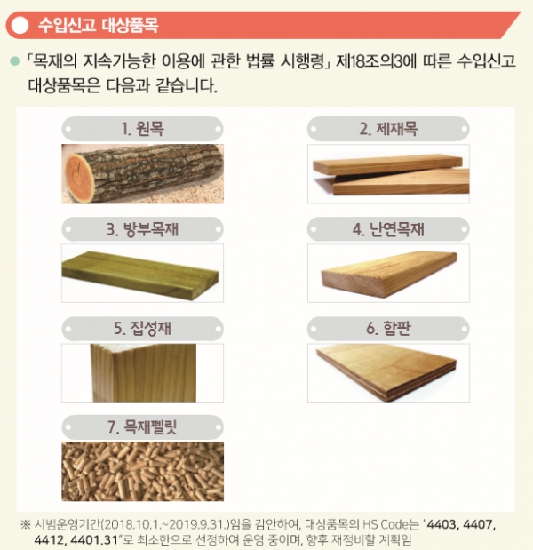 앞으론 불법 벌채된 목재의 수입이 제한된다. 산림청은 수입신고 대상 목재를 선정해 발표했다. 자료= 산림청.
