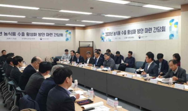 농식품부는 농식품 수출 확대를 위해 3일 세종청사에서 수출업계 및 연구기관 전문가들이 참가한 가운데 수출 활성화 간담회를 열었다/사진=농림축산식품부.