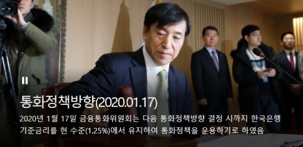 17일 오전 서울 중구 한국은행에서 이주열 한국은행 총재가 2020년 첫 금융통화위원회를 주재하고 있다/자료=한국은행.