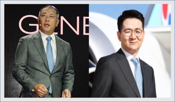 사진(정의선 현대자동차그룹 수석부회장(왼쪽),조원태 한진 회장(오른쪽))