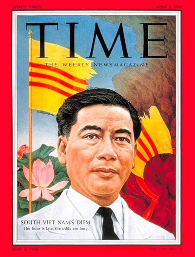 왕정을 폐지하고 공화정을 수립한 베트남 응오딘지엠 총릴 표지모델로 한 1955년 4월 4일자 ‘타임’ 지(誌).