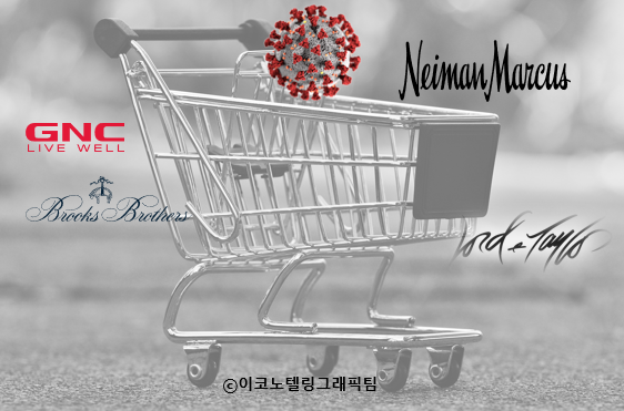 코로나19 감염 확산 여파로 미국의 대형 소매 유통점의 파산 신청이 잇따르고 있다/이코노텔링그래픽팀.