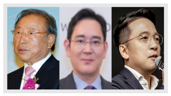 주요 대기업 그룹의 총수·전문경영인들이 올해 상반기에 받은 보수의 편차가 큰 것으로 나타났다. 사진(조석래 효성 명예회장(왼쪽),이재용 삼성전자 부회장(가운데),김택진 엔씨소프트 대표(오른쪽))=이코노텔링그래픽팀.