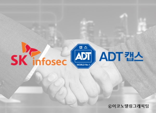 SK텔레콤의 정보보안 자회사인 SK인포섹과 물리보안 자회사 LSH(ADT캡스의 모회사)가 연내 합병한다/이코노텔링그래픽팀.