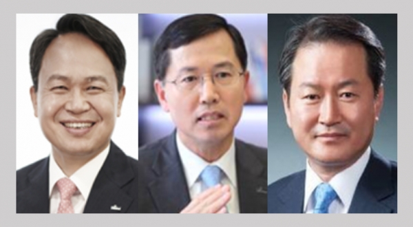신한금융지주의 주요 계열사의 최고경영자(CEO)에 대한 인사가 이뤄졌다. 진옥동 신한은행장과 임영진 신한카드 사장, 성대규 신한생명 사장이 2년 연임에 성공했다. 사진(진옥동 신한은행장(왼쪽),임영진 신한카드 사장(가운데),성대규 신한생명 사장(오른쪽))=신한금융지주.
