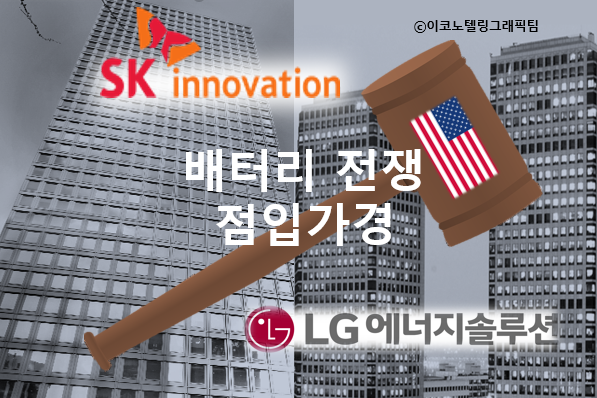 SK이노베이션이 LG에너지솔루션과의 베터리 특허 공방에서 재차 반격에 나서는 등 두 회사간 갈등의 골이 깊어지고 있다. 사진=SK ·LG/이코노텔링그래픽팀.