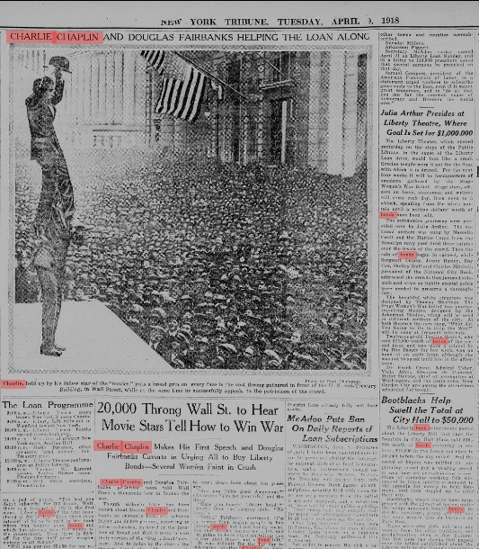 1918년 4월 8일자 신문 ‘뉴욕트리뷴(the New York Tribune)’ 8면.