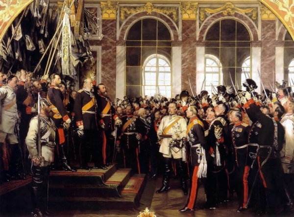 독일 화가 안톤 폰 베르너(Anton von Werner)가 그린 ‘독일 제국의 선포’. 1871년 1월 18일 프랑스 정복 후 베르사이유 궁전에서 독일제국의 출범을 선포한 프로이센 왕 빌헬름 1세는 독일제국의 황제로 취임한다.