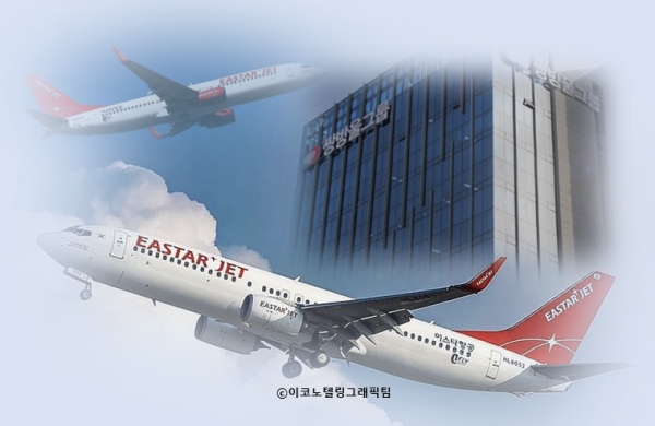이스타항공이 14일 인수·합병(M&A) 본입찰 접수를 마감한 결과 쌍방울그룹 1곳만 인수전에 참여했다. 사진=이스타항공,쌍방울/이코노텔링그래픽팀.
