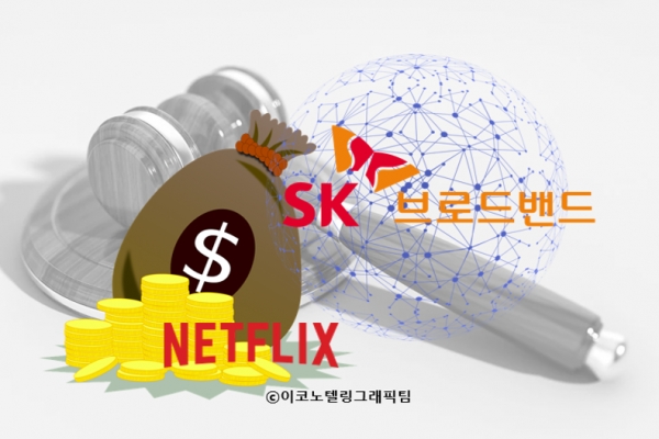 글로벌 온라인 동영상서비스(OTT) 넷플릭스가 망 사용료를 낼 수 없다며 SK브로드밴드(SKB)를 상대로 제기한 소송 1심에서 패소했다/이코노텔링그래픽팀.