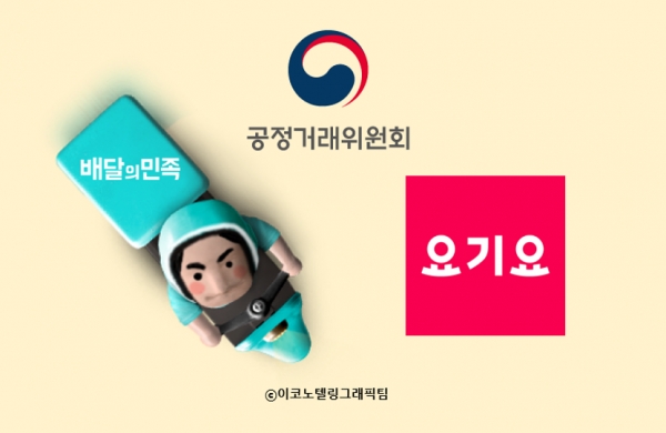 공정거래위원회는 국내 1·2위 배달앱인 배달의민족(배민)과 요기요가 소비자 및 음식업주와 맺은 약관을 심사해 일부 불공정 약관을 시정했다고 18일 밝혔다. 자료=배달의민족,요기요/이코노텔링그래픽팀.