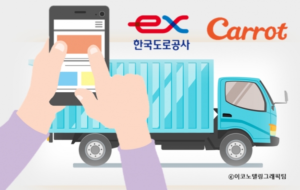 한국도로공사는 화물차 운전자의 안전 운전을 유도하기 위해 캐롯손해보험과 함께 화물차 운전습관 평가 애플리케이션(앱)을 개발한다고 18일 밝혔다/이코노텔링그래픽팀.
