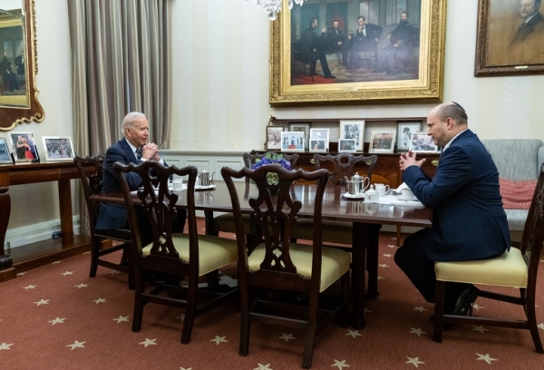 조 바이든 미국대통령은 백안관에서 이스라엘 나프탈리 베넷 총리를 만난자리에서 이스라엔에 대한 확고한 미국의 안보약속을 강조했습니다. 사진=백악관.