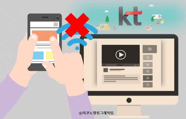 25일 오전 11시 20분쯤부터 KT의 유·무선 인터넷 서비스에 1시간 넘게 장애가 발생해 가입자들이 큰 불편을 겪었다. 자료=KT/이코노텔링그래픽팀.