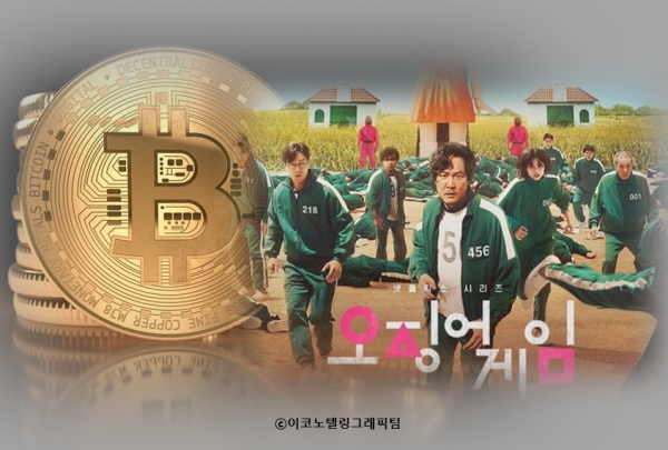 넷플릭스 드라마 '오징어 게임'의 세계적 인기 속 가상화폐 '오징어 게임 코인'이 출시돼 거액을 끌어모았다. 자료=넷플릭스/이코노텔링그래픽팀.