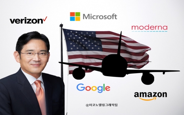 14일 출국해 10박 11일간 미국·캐나다 출장을 마치고 24일 귀국한 이재용 삼성전자 부회장(오른쪽)은