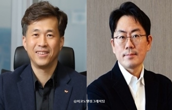 SK하이닉스는 2022년도 임원 인사와 조직개편을 단행했다고 2일 밝혔다. 사진(곽노정 사장(왼쪽),노종원 사장(오른쪽))=SK하이닉스/이코노텔링그래픽팀.