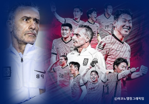 파울루 벤투 한국 축구 대표팀 감독(왼쪽)의 목표는 월드컵 본선 진출이 아닌 본선에서 좋은 결과를 얻어내는 것이다. 사진=KFA/이코노텔링그래픽팀.