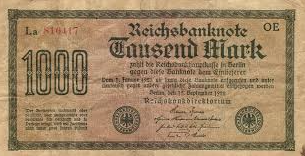 이히스마르크. 1924년 법정 화폐로 지정되며 렌텐마르크를 대체한다.