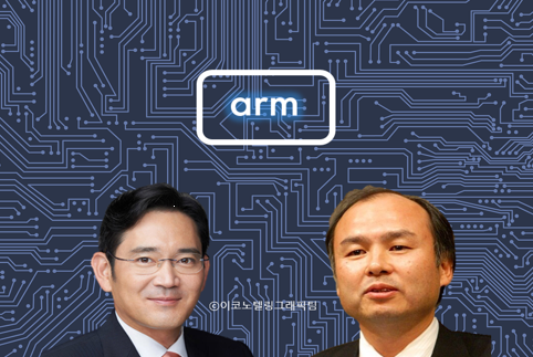 경제 전문 블룸버그통신은 22일 손정의 회장이 한국을 방문해 삼성전자와 소프트뱅크 산하 ARM 간 제휴 가능성에 대해 논의할 것이라고 보도했다. 사진=삼성전자,손정의 트위터/이코노텔링그래픽팀.