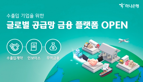 하나은행(은행장 이승열)은 글로벌 무역 거래 플랫폼 기업 이씨플라자㈜(대표 박인규) 와 공동으로『글로벌 공급망 금융 플랫폼』 (이하 공급망 플랫폼) 을 구축했다고 밝혔다.자료=하나은행.