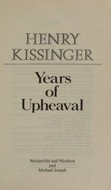 1982년 키신저가 쓴 자서전 '격변의 세월' ※자료=commons.wikimedia.org.